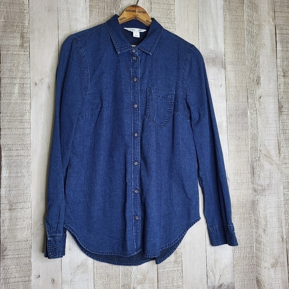 Old Navy Dark Blue Denim Button-Down Shirt